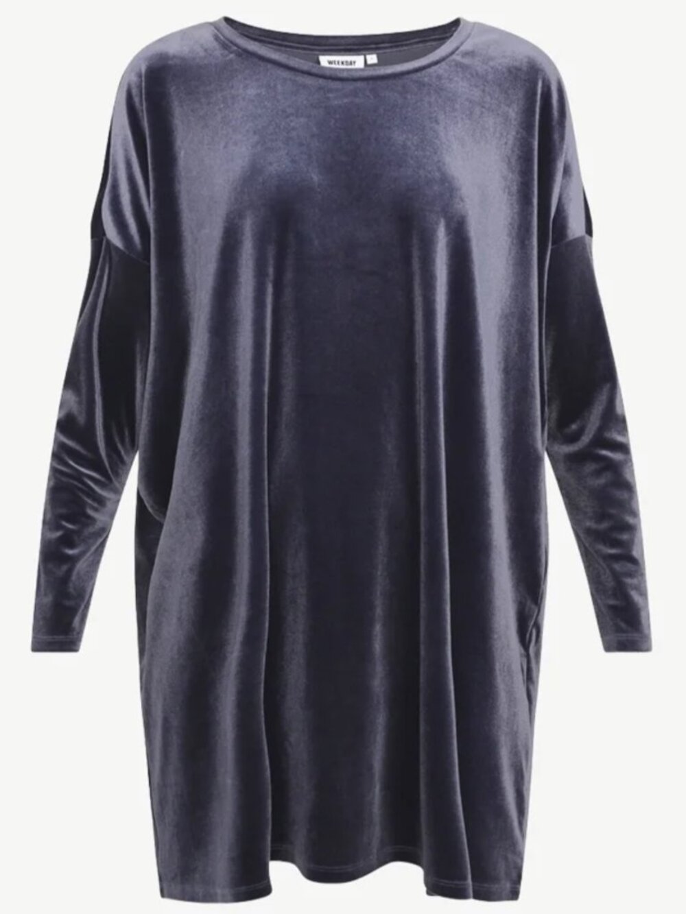 Weekday Slate Blue Velvet Oversized Tunic Dress - Large